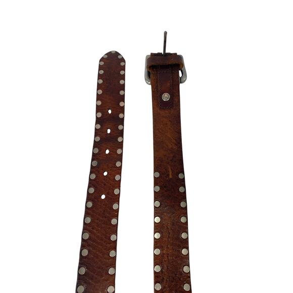 Vintage Closed Studded Leather Belt Brown Moto Western Y2K  32\